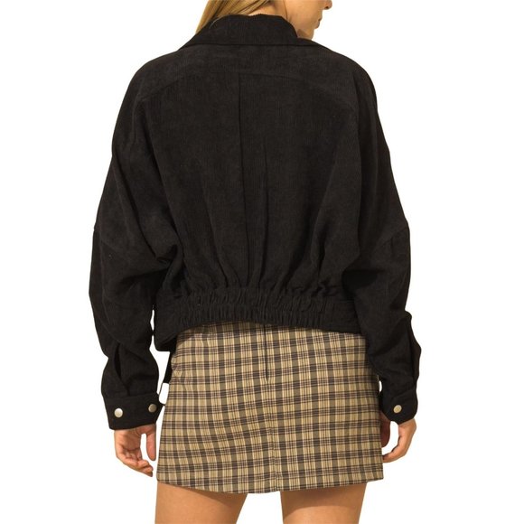 HYFVE WOMENS BLACK SHORT CORDUROY JACKET W/SIDE ZIP /WAISTED BUCKLE - S/M/L - Picture 3 of 12